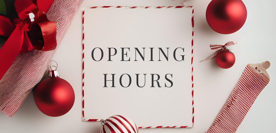 Holiday Hours & Delivery Deadlines – Shop in Style this Christmas!