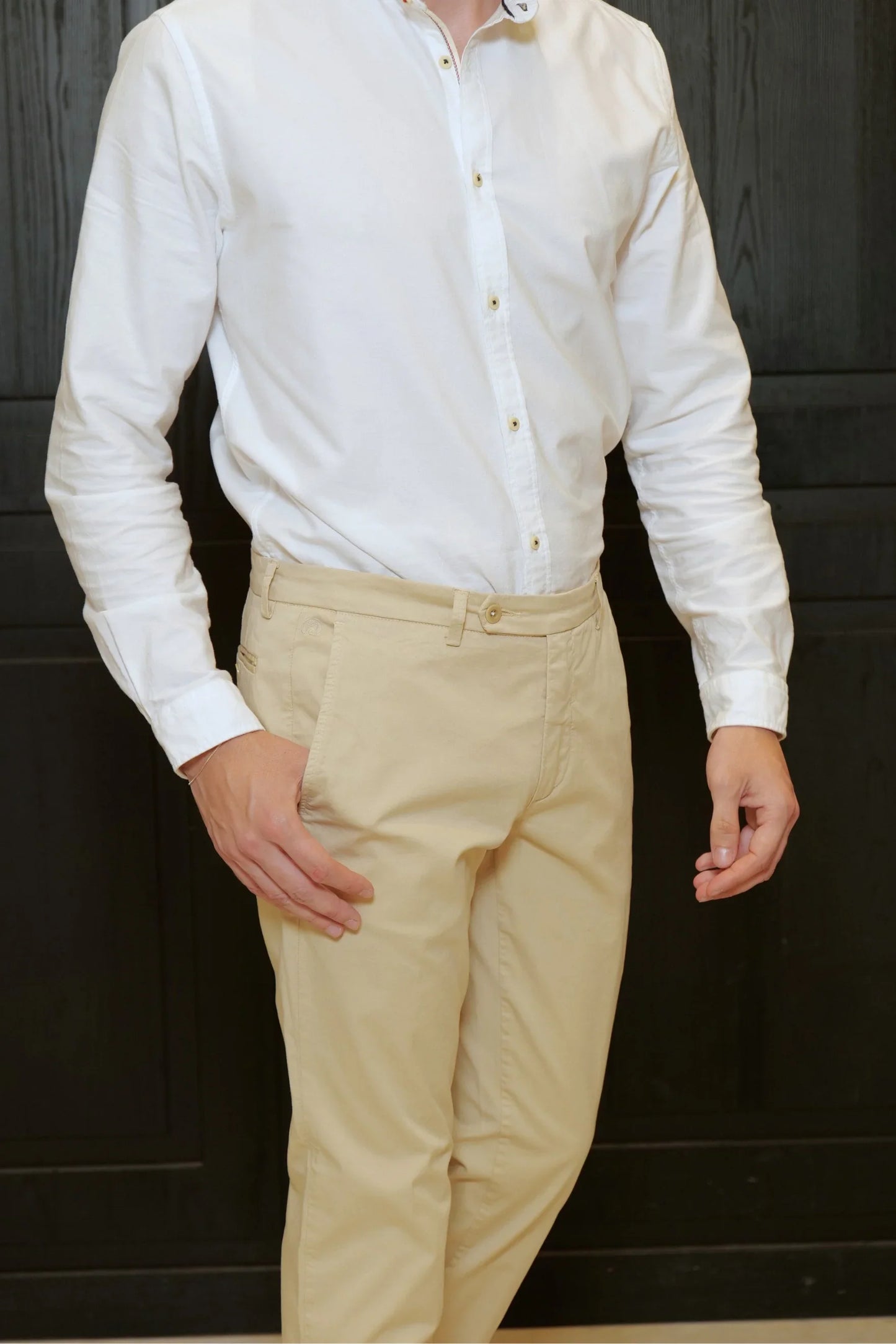 Spring Summer Beige Cotton Chino Trousers