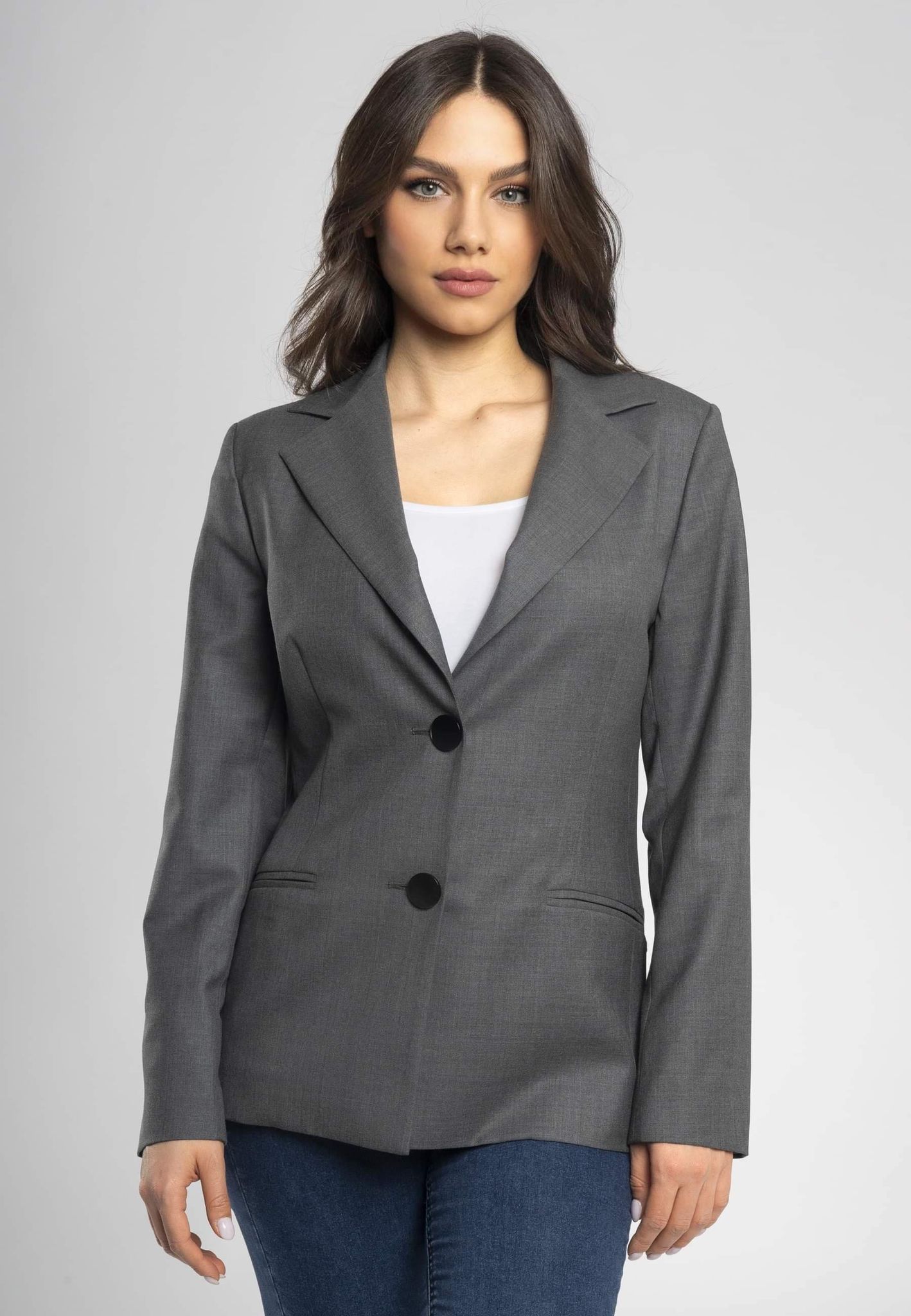 light grey blazer, slim fit blazer, women's wool blazer, italian wool blazer, professional women's blazer, designer blazer 