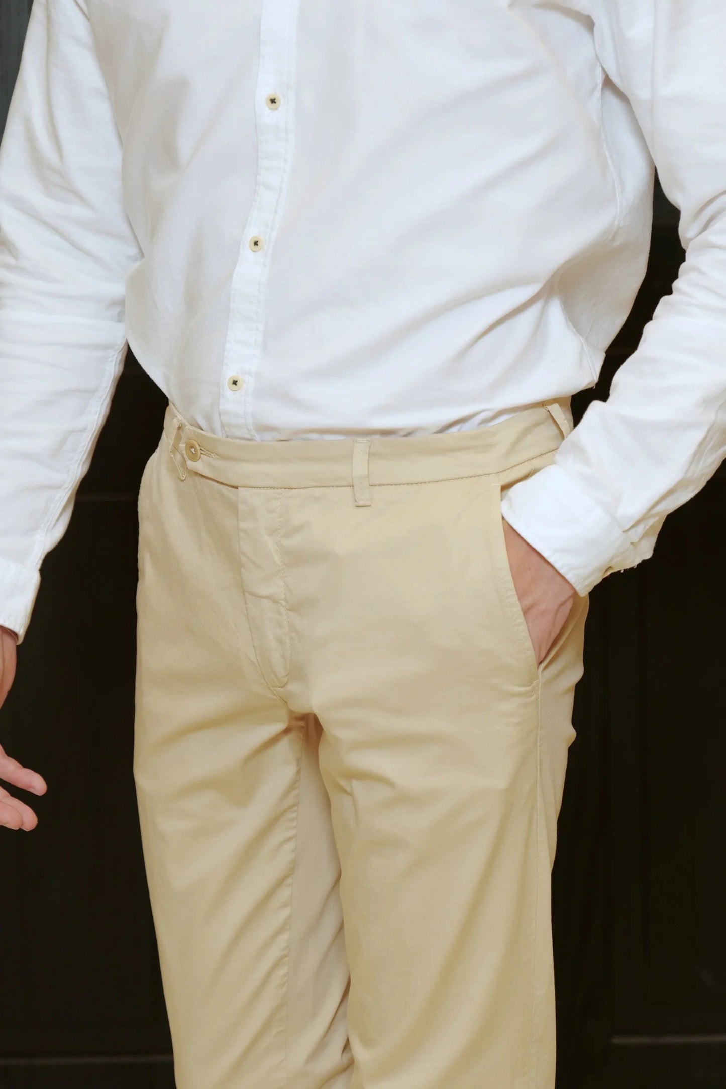 Spring Summer Beige Cotton Chino Trousers