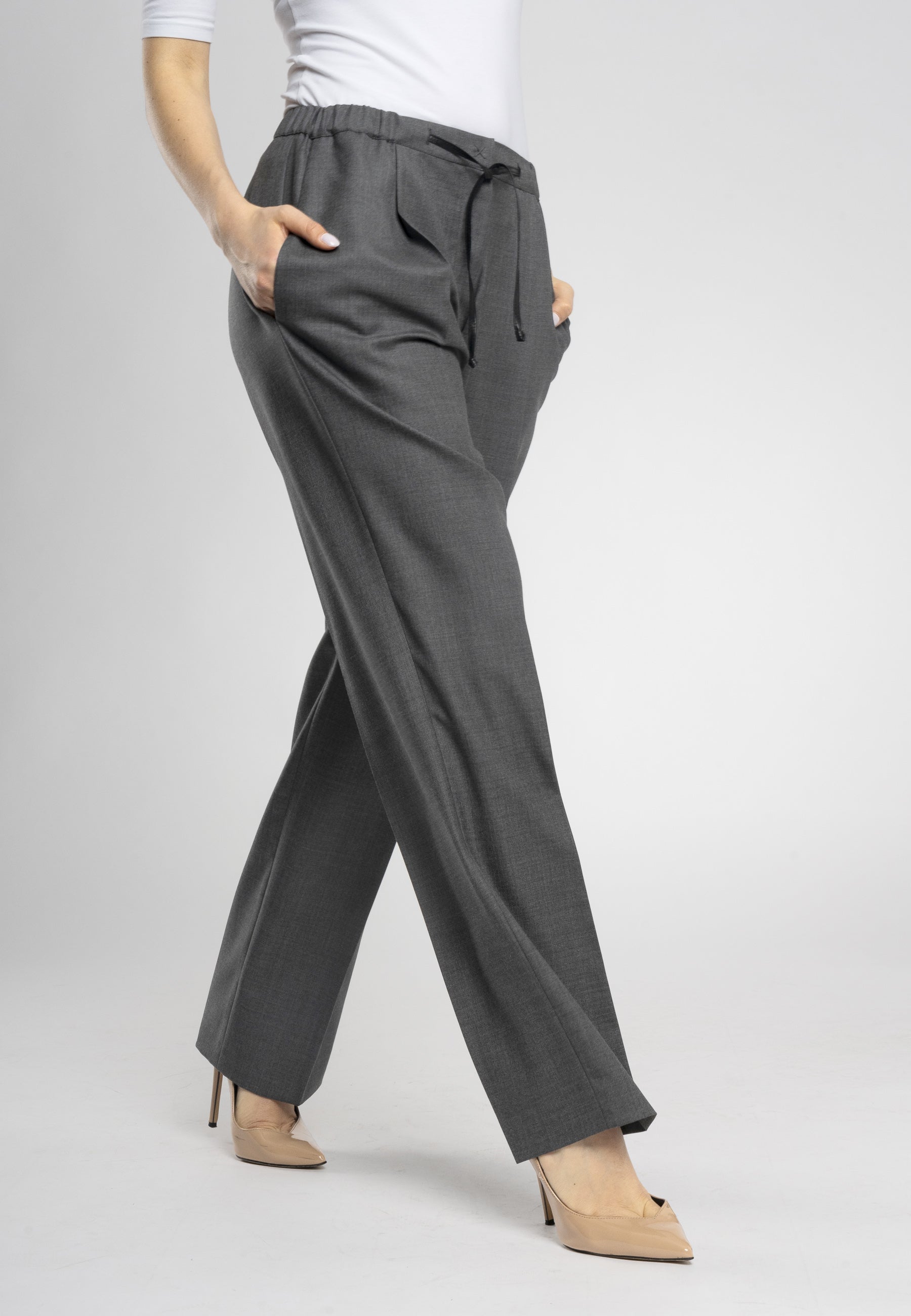 Italian wool trousers, drawstring waist trousers, high-quality wool pants, timeless design trousers, Italian style clothing