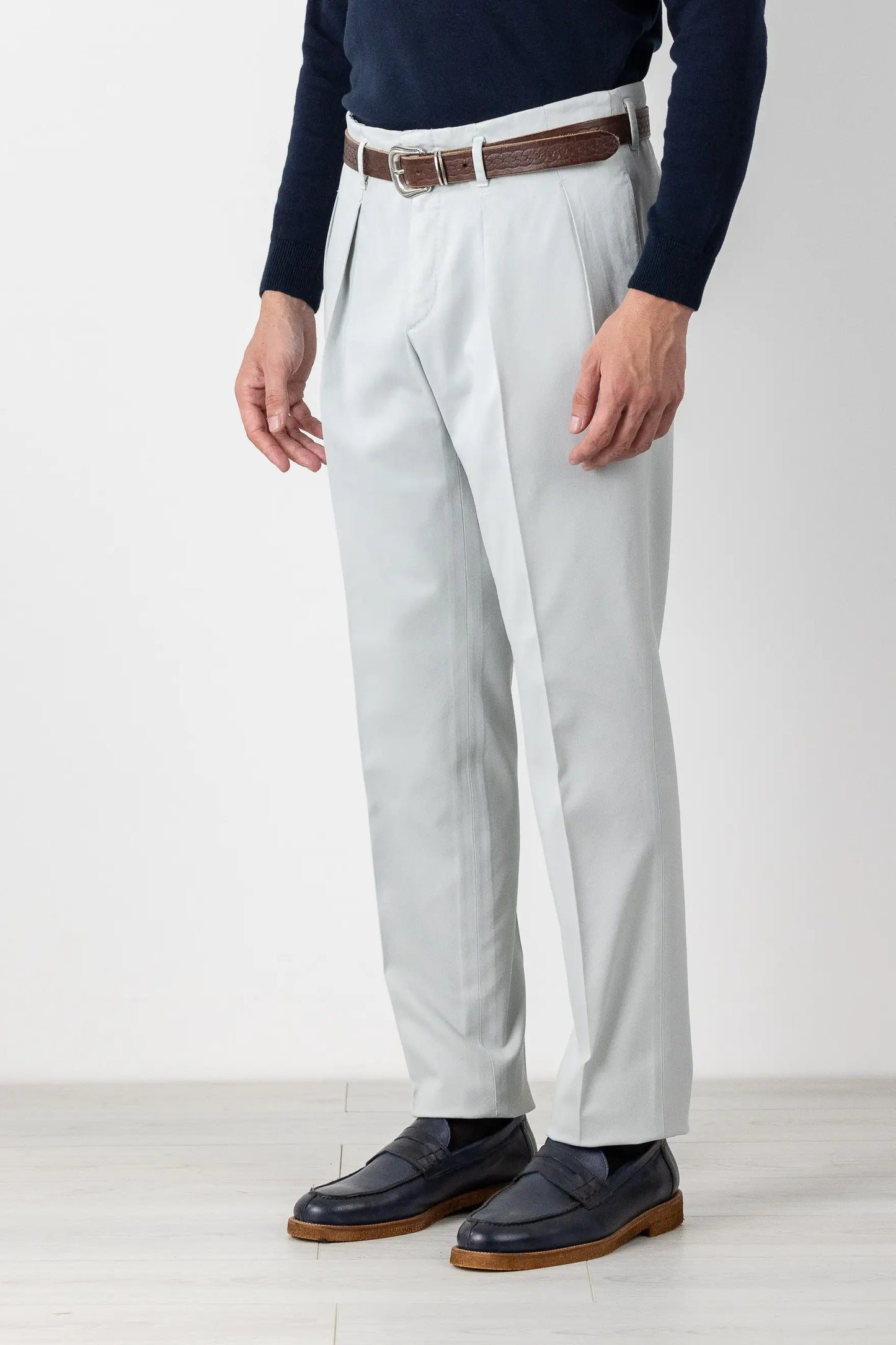 Autumn Winter Gray Cotton and Modal Chino Trousers