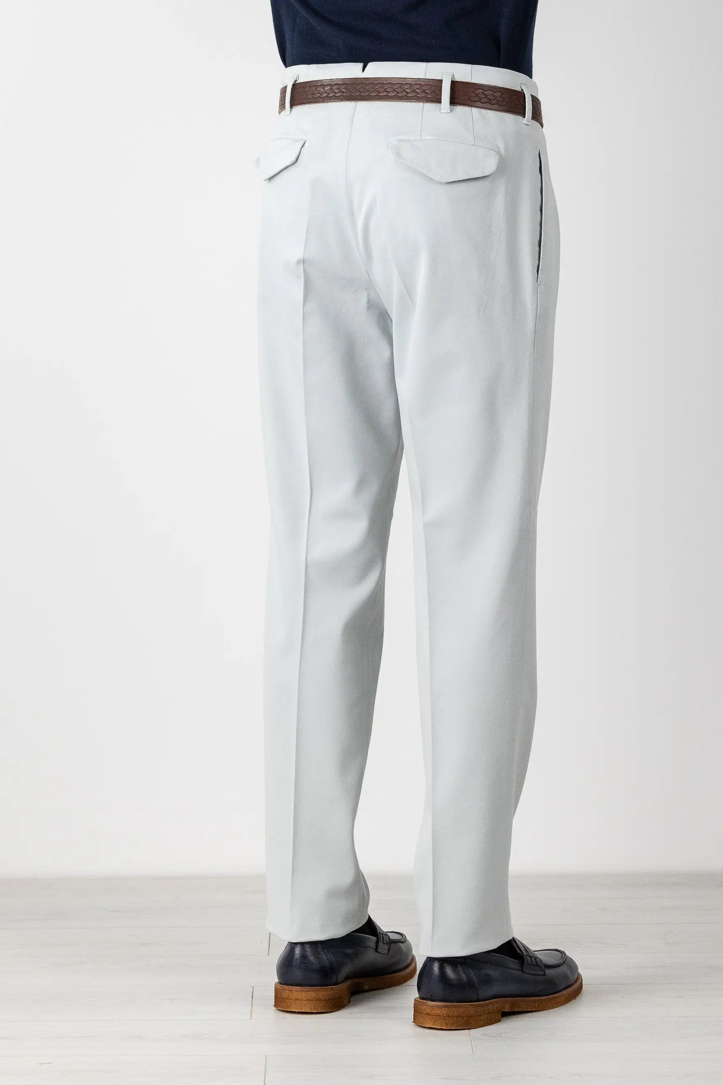 Autumn Winter Gray Cotton and Modal Chino Trousers