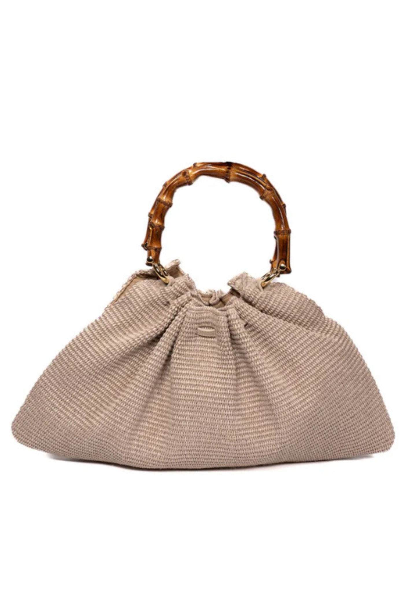 Raffia & Bamboo Bag - Light Grey