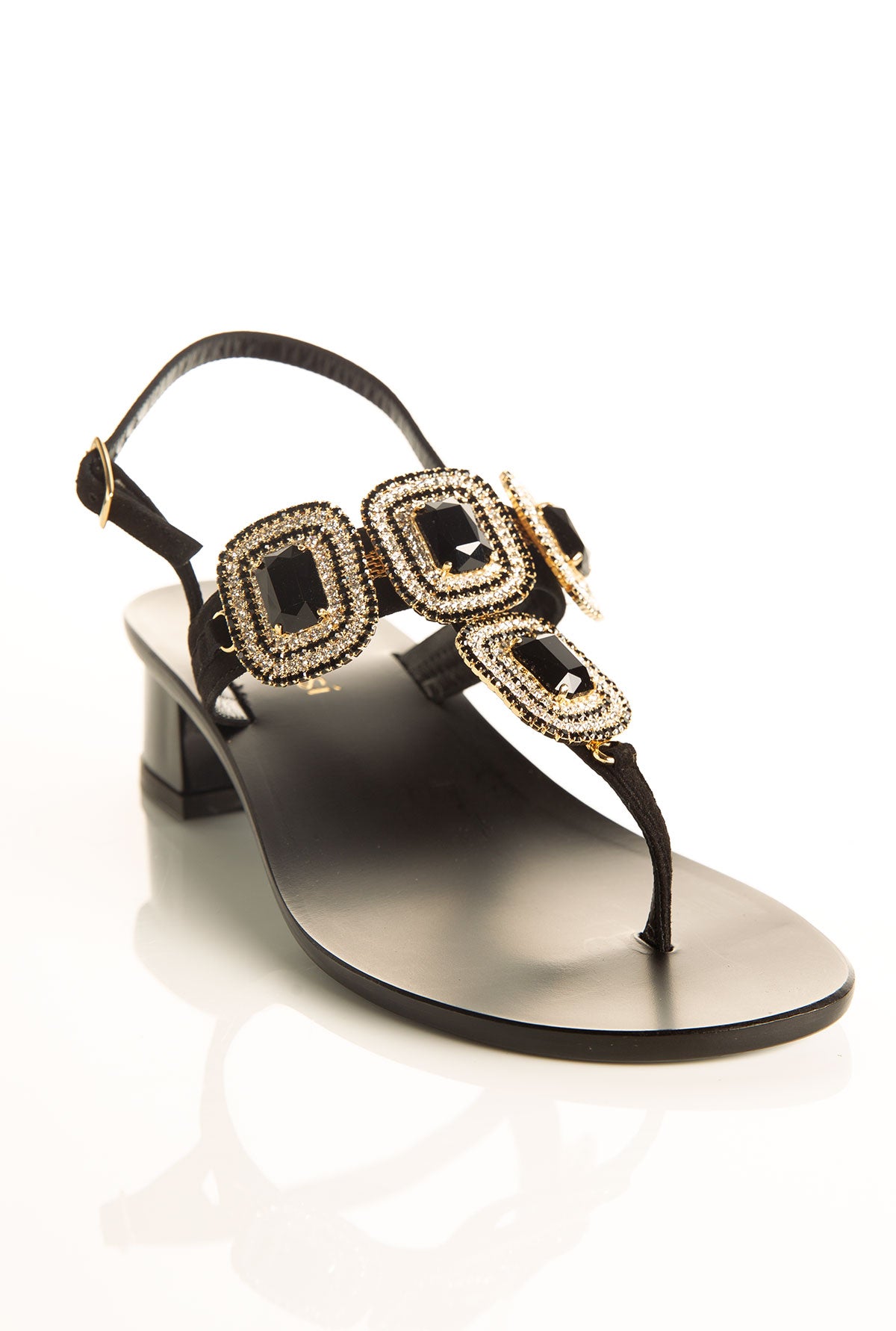 Gemstone Encrusted Strap and Thong Style Sandal – TD Mercado