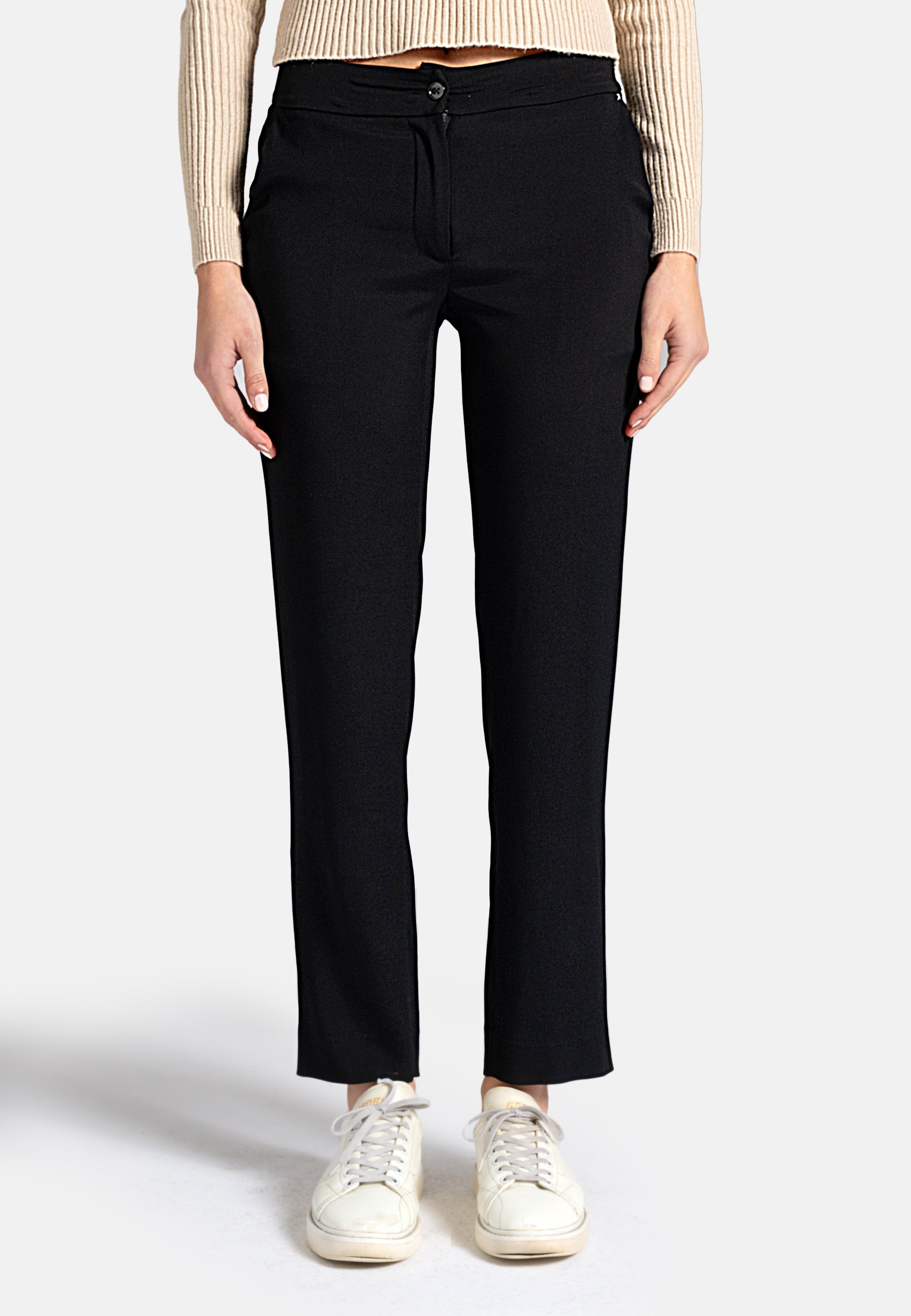 Darwin ankle-length trousers with side pockets | High waisted pleated trousers for women | High waist wide leg good pants with pockets